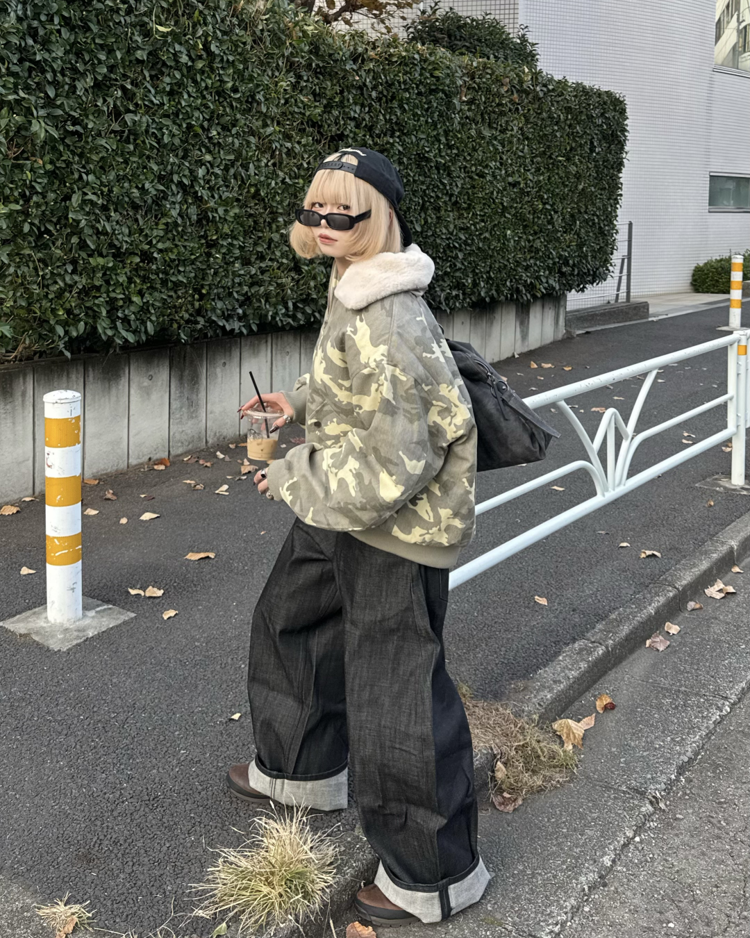 【即納】ファー襟カモフラージュジャケット KM5023