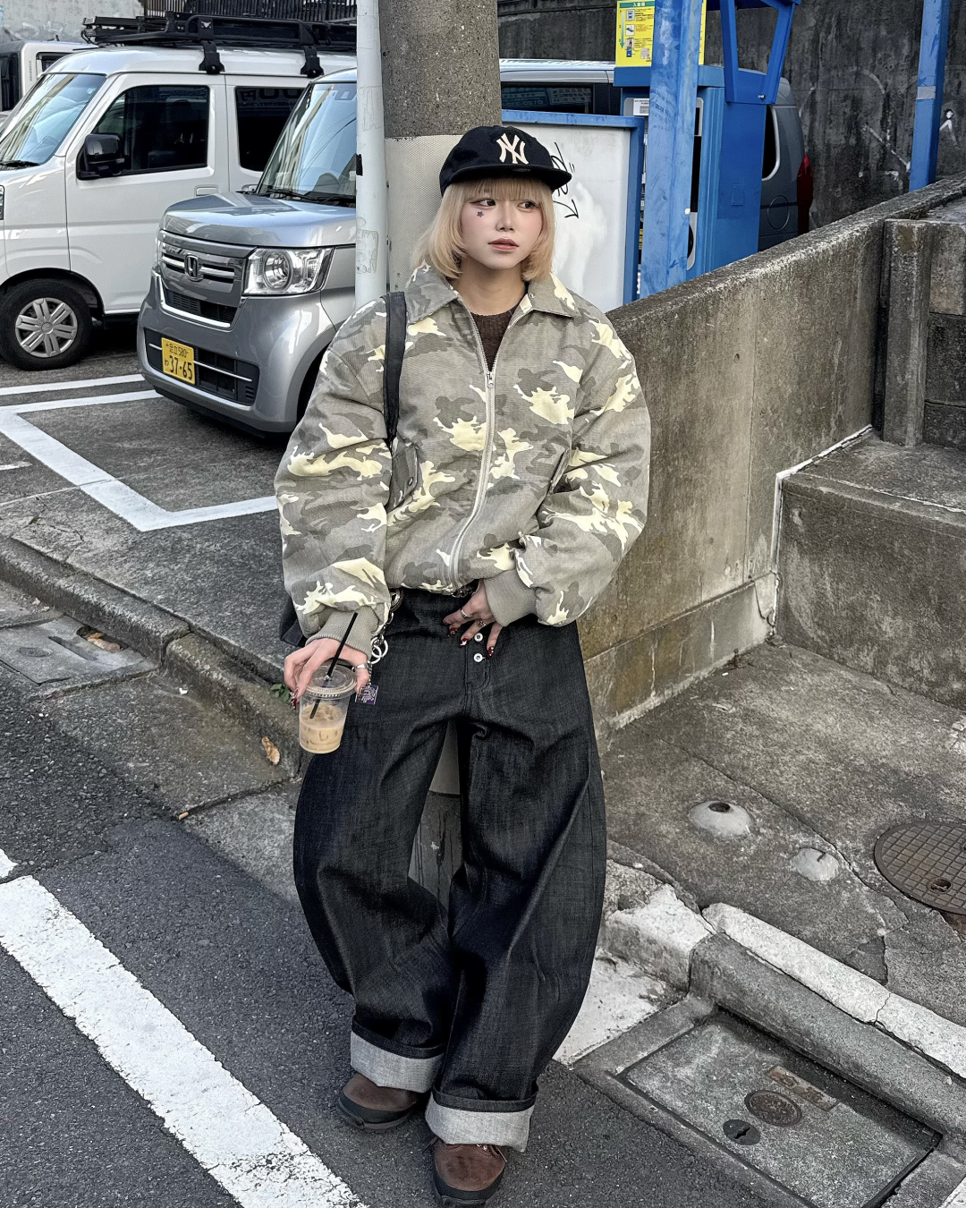 【即納】ファー襟カモフラージュジャケット KM5023