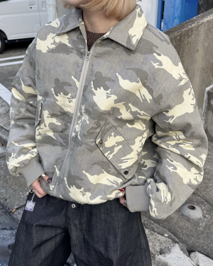 【即納】ファー襟カモフラージュジャケット KM5023