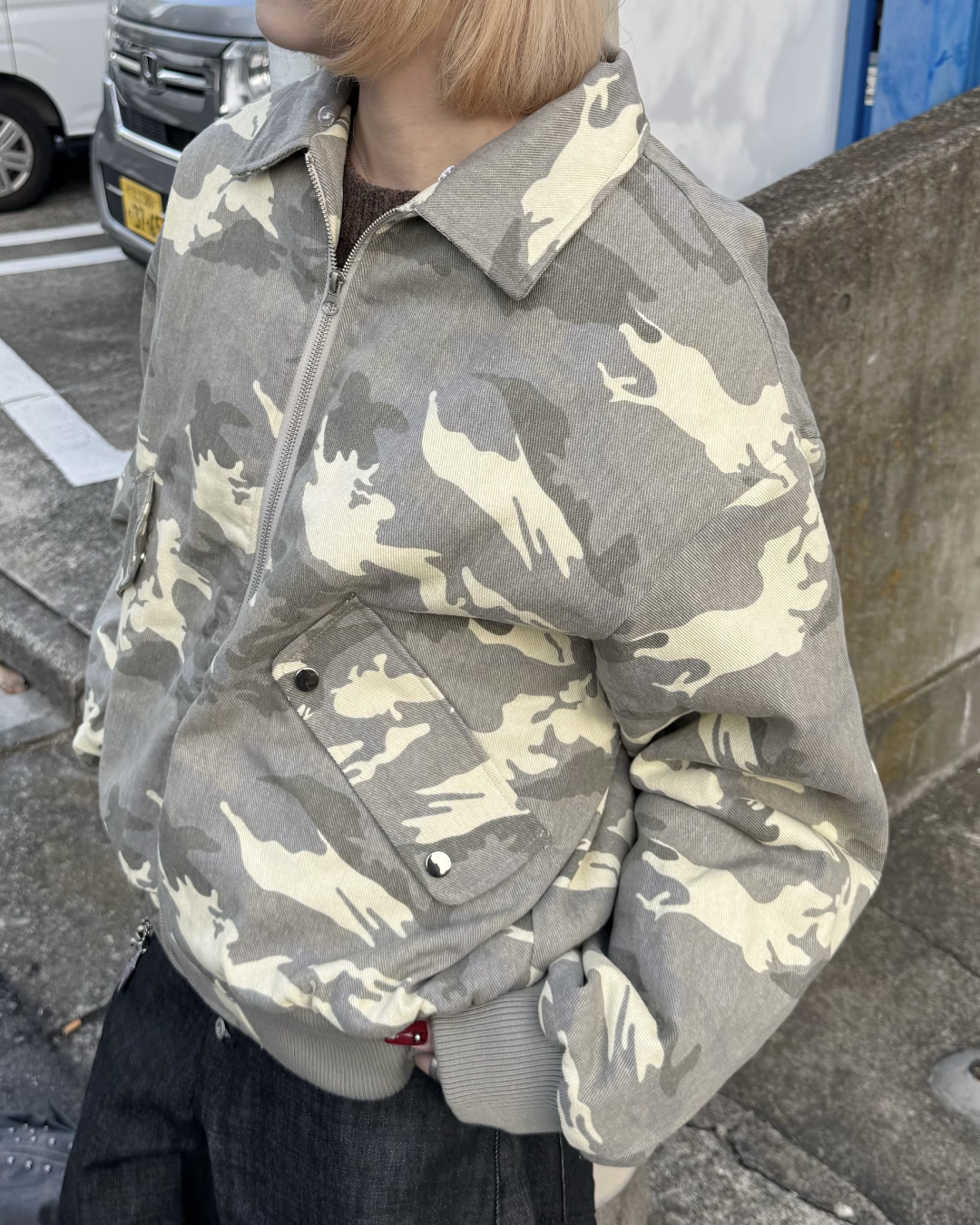 【即納】ファー襟カモフラージュジャケット KM5023
