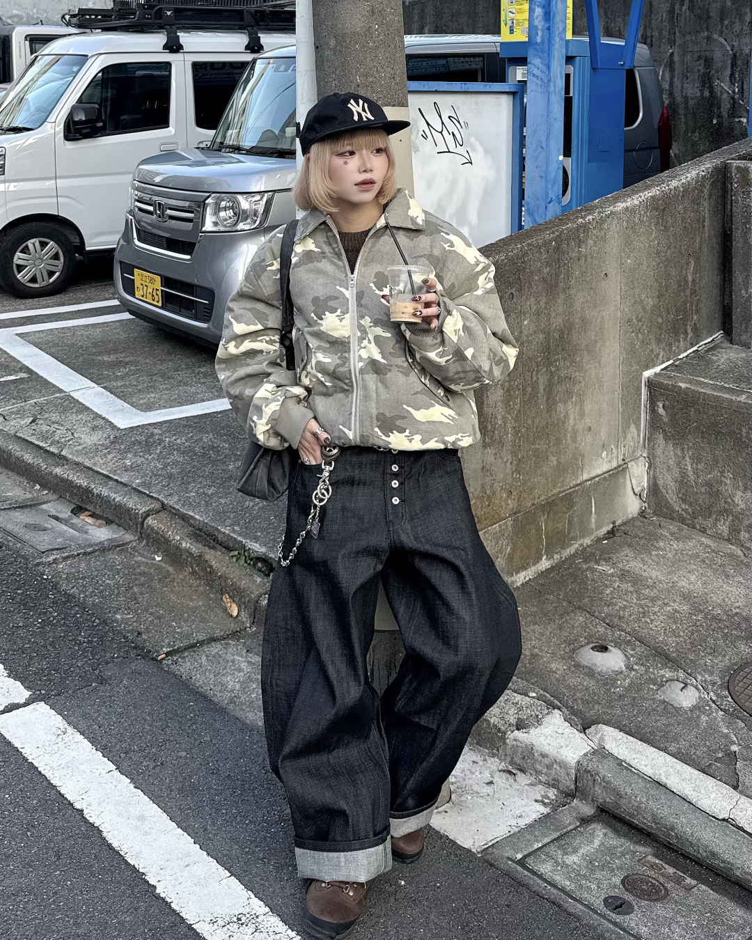 【即納】ファー襟カモフラージュジャケット KM5023