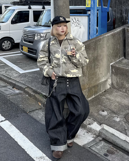 【即納】ファー襟カモフラージュジャケット KM5023