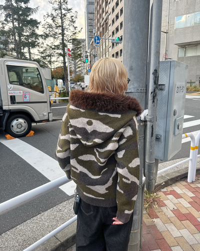 【即納】フード迷彩ニットパーカー  KM5024