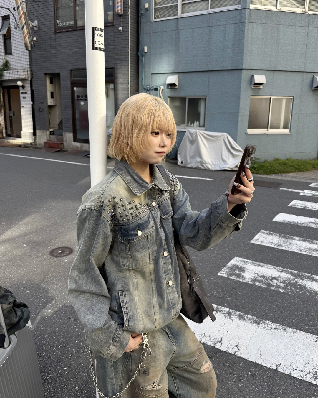 スタッズデニムジャケット KM7003