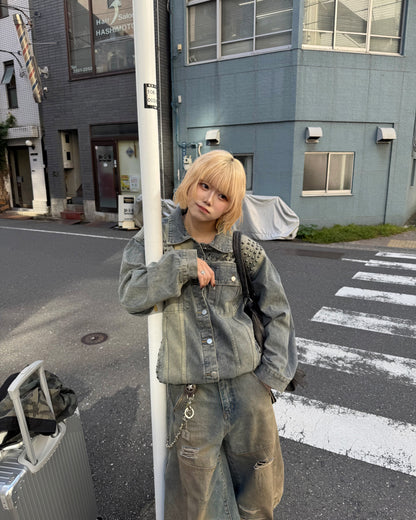 スタッズデニムジャケット KM7003