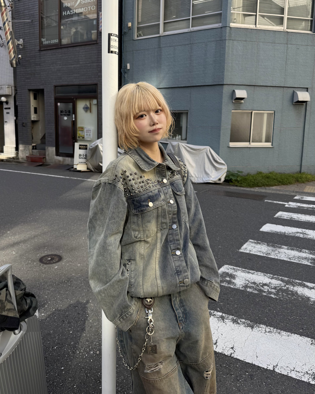 スタッズデニムジャケット KM7003