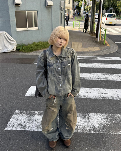スタッズデニムジャケット KM7003
