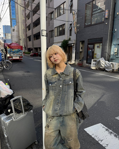 スタッズデニムジャケット KM7003