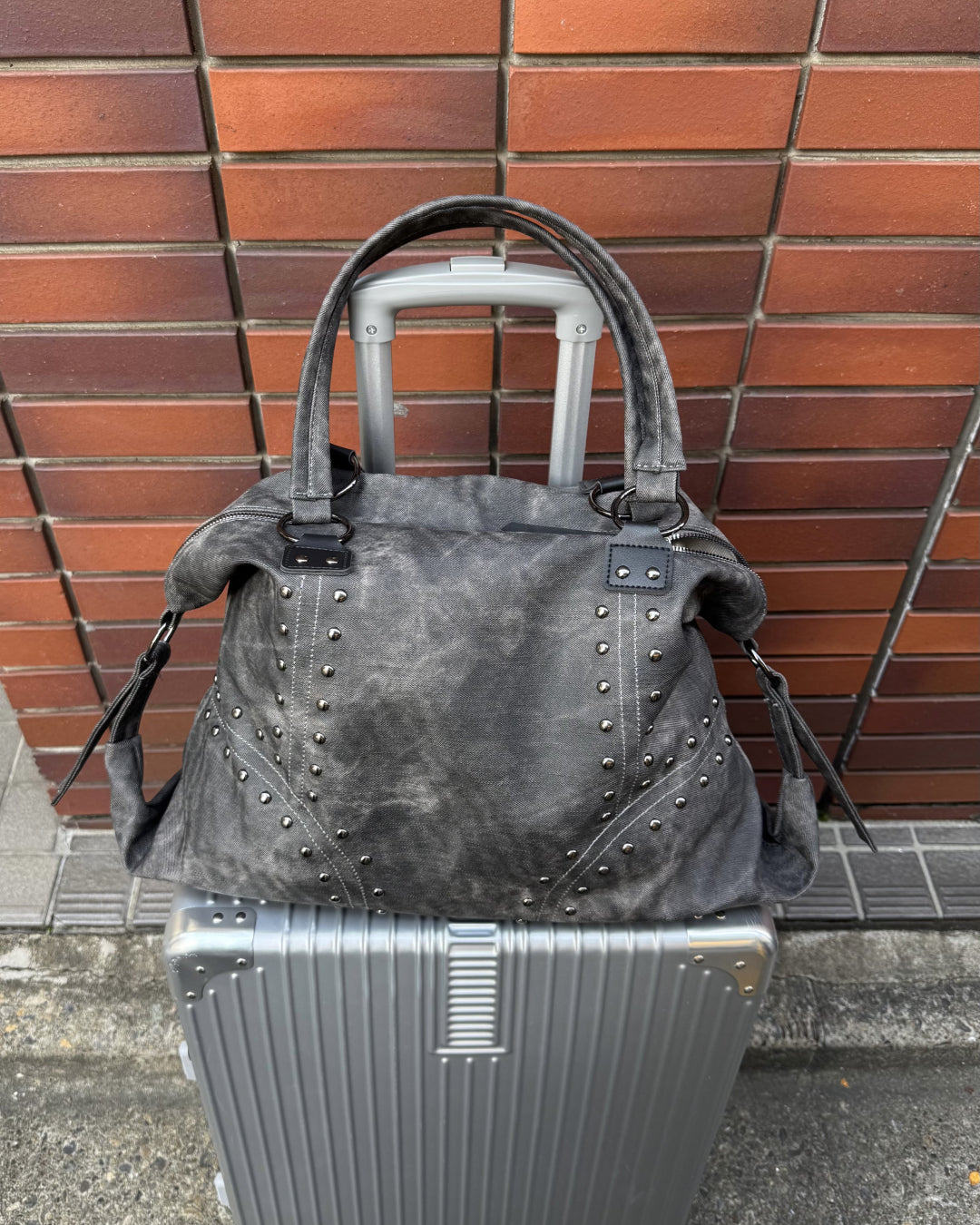 【一部即納】ウォッシュ加工スタッズバッグ KM7004