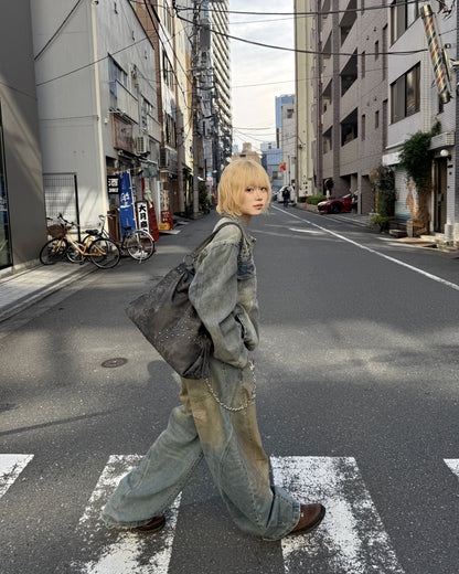 【一部即納】ウォッシュ加工スタッズバッグ KM7004