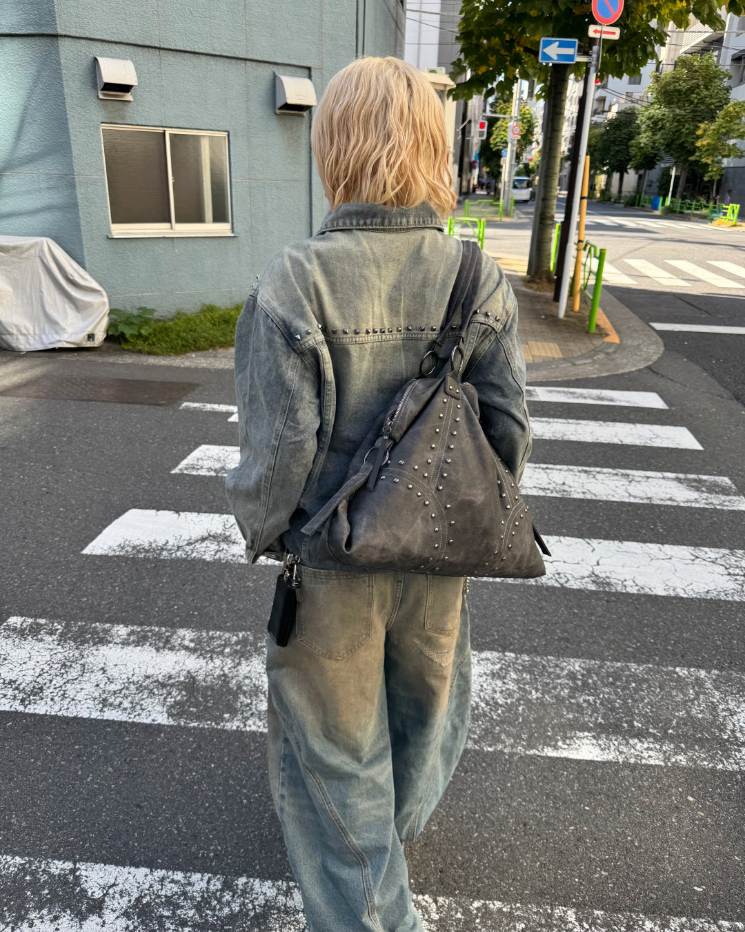 【一部即納】ウォッシュ加工スタッズバッグ KM7004