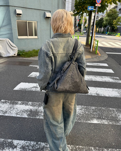 【一部即納】ウォッシュ加工スタッズバッグ KM7004