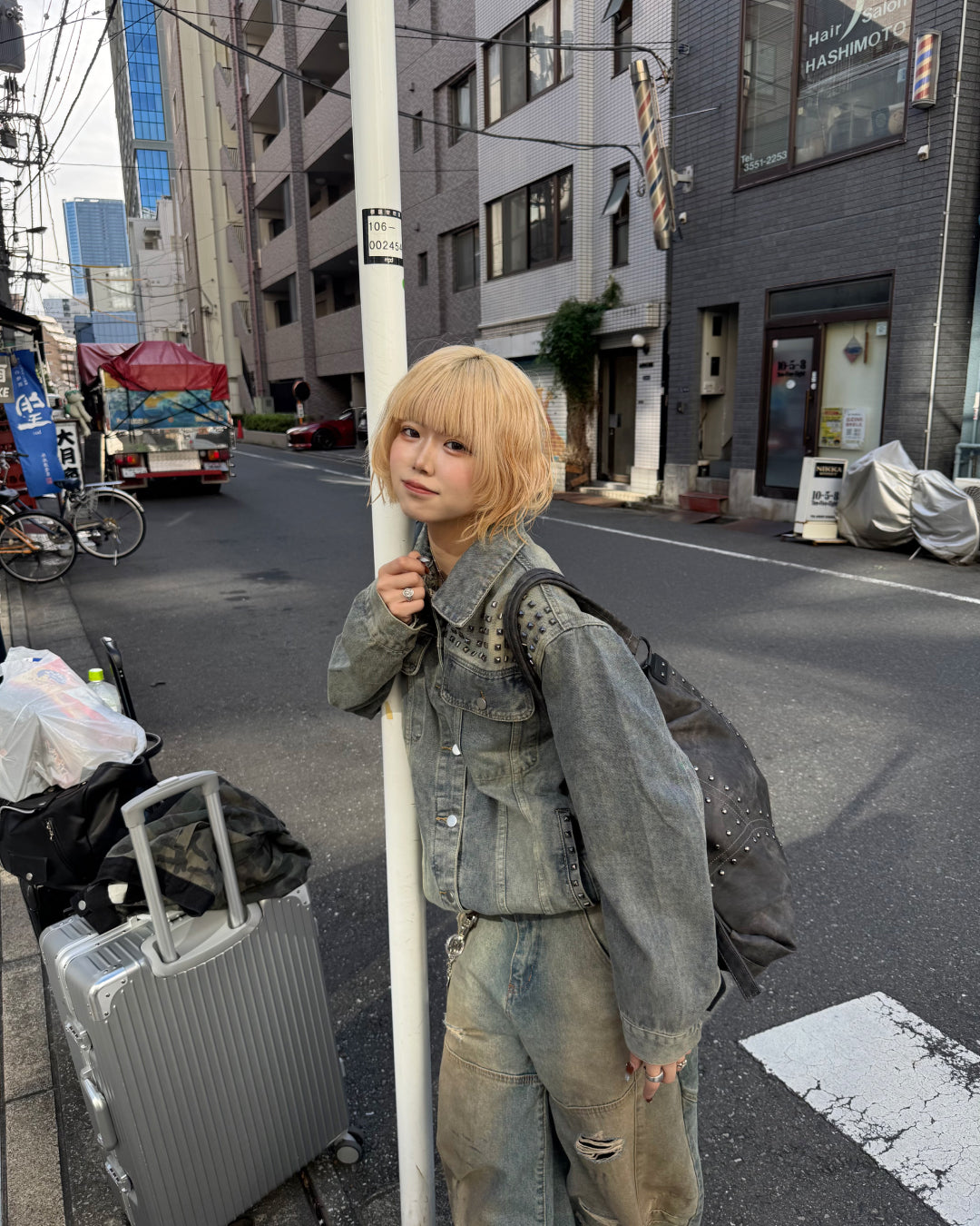 【一部即納】ウォッシュ加工スタッズバッグ KM7004