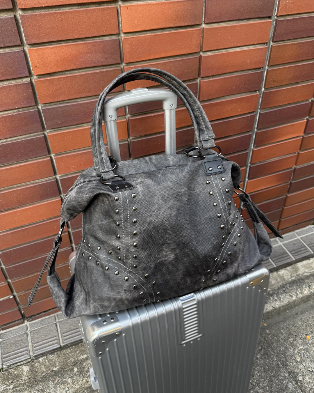 【一部即納】ウォッシュ加工スタッズバッグ KM7004