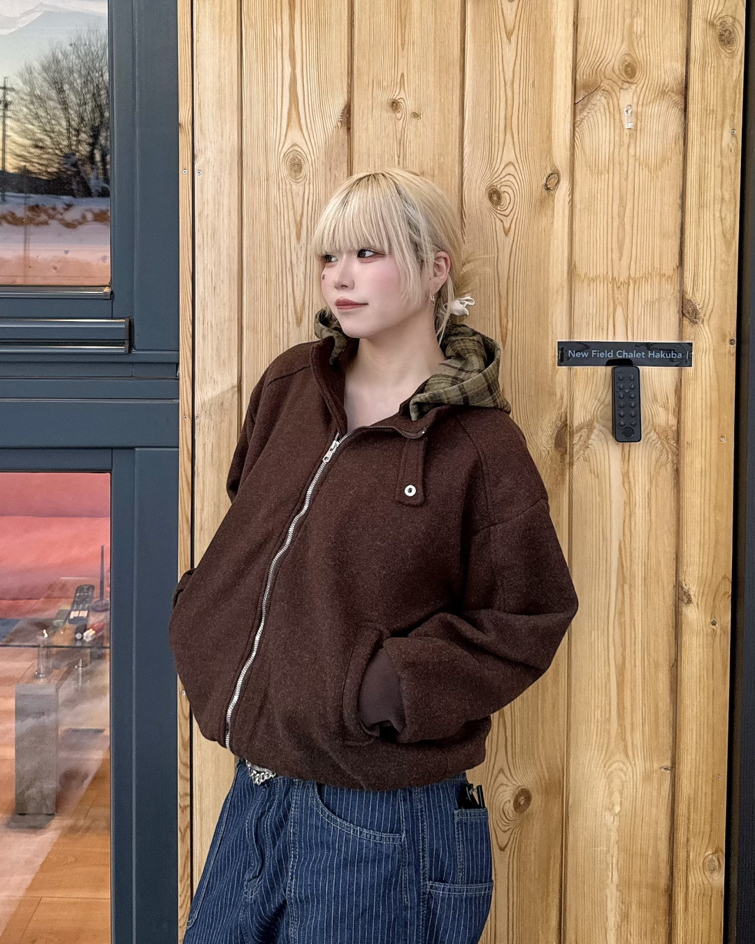 チェックフードジャケット KM7016