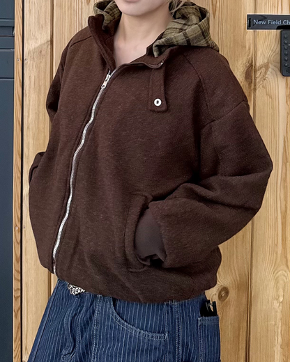 チェックフードジャケット KM7016