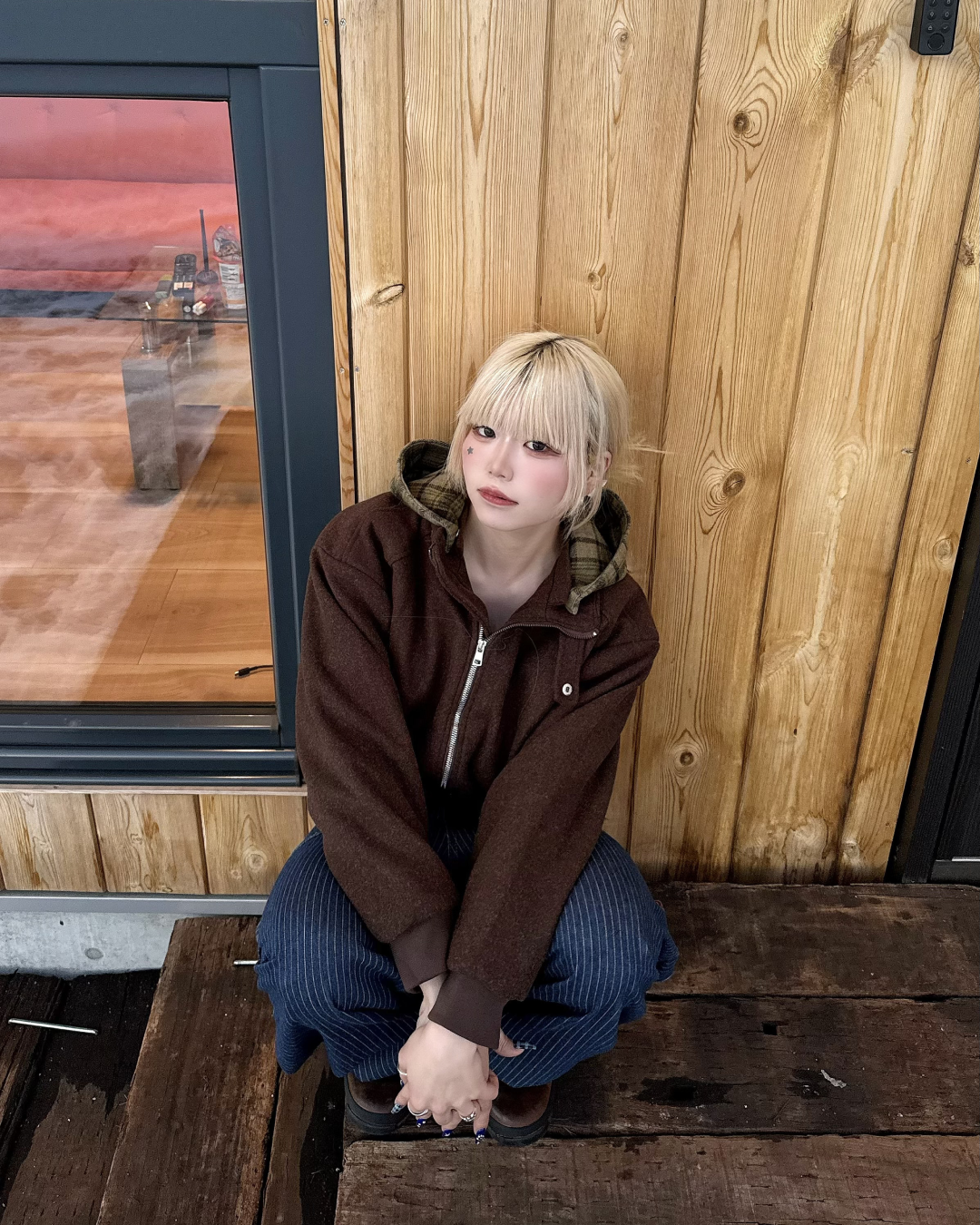 チェックフードジャケット KM7016