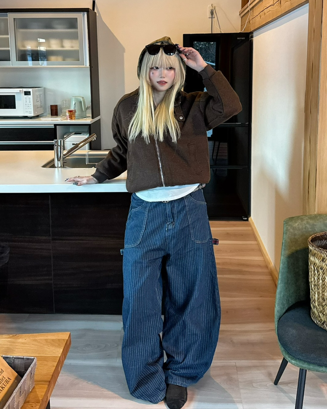 チェックフードジャケット KM7016