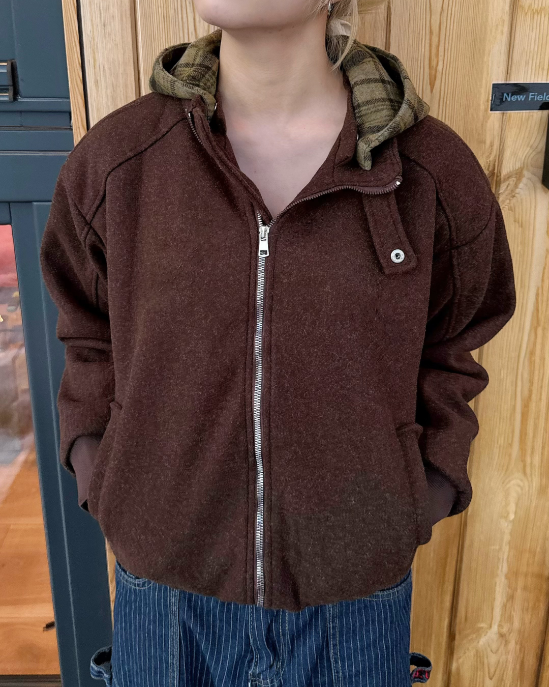 チェックフードジャケット KM7016