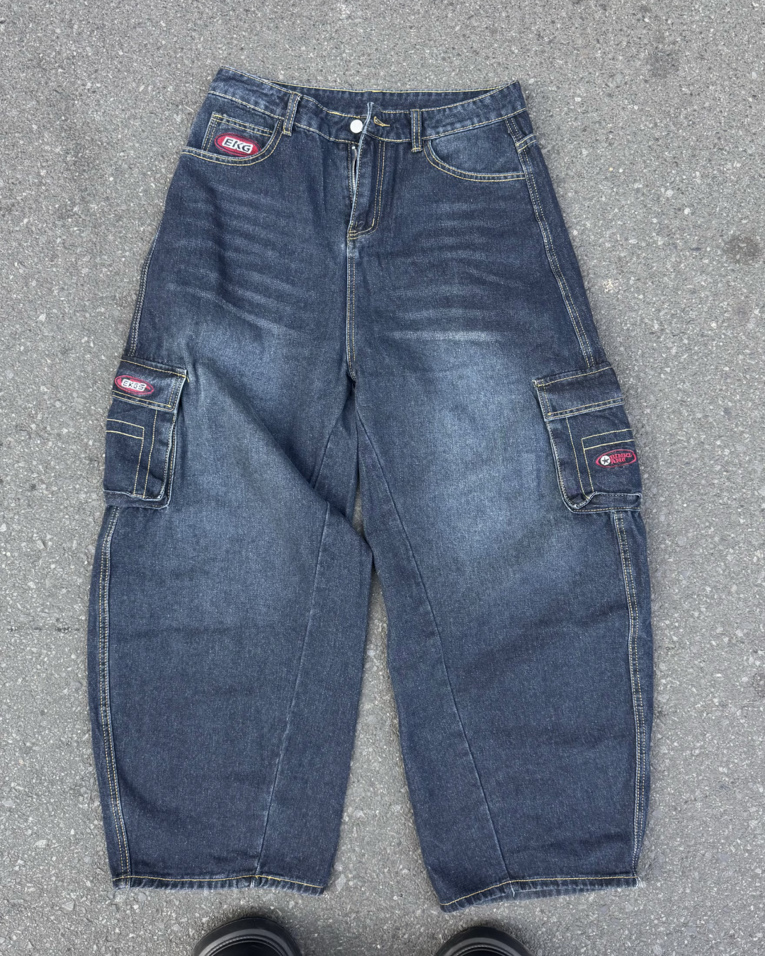 KRYclothing IRUKA4 デニムカーゴ　パンツ ワイドレッグカーゴパンツ KM7034 – YOLO（ヨロ）｜ファッション通販