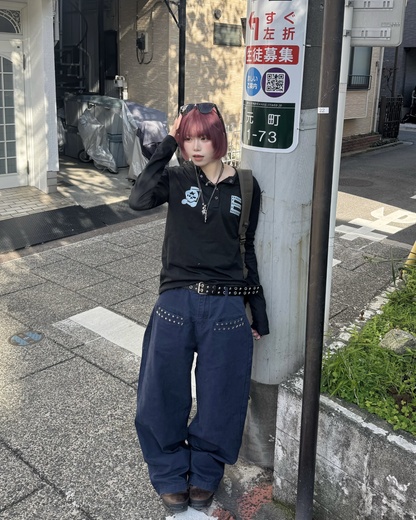 スタッズストレートパンツ KM7044