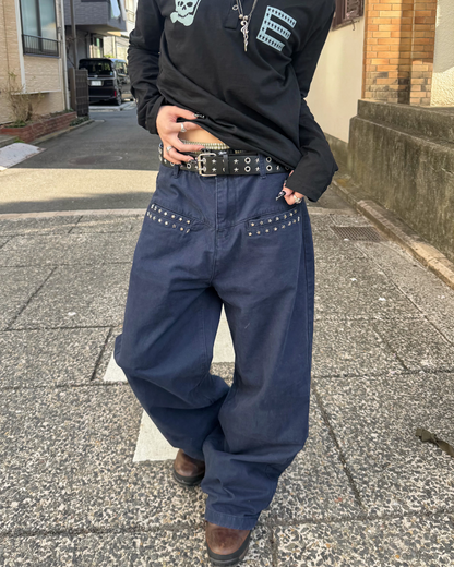 スタッズストレートパンツ KM7044