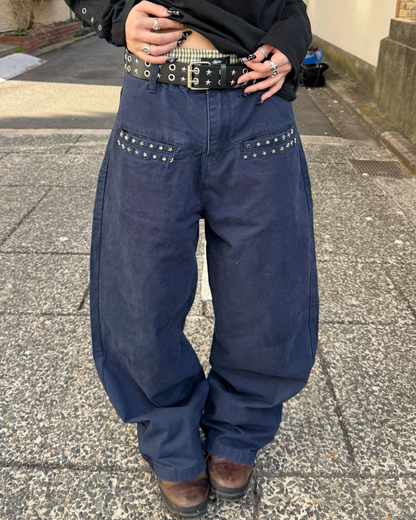 スタッズストレートパンツ KM7044