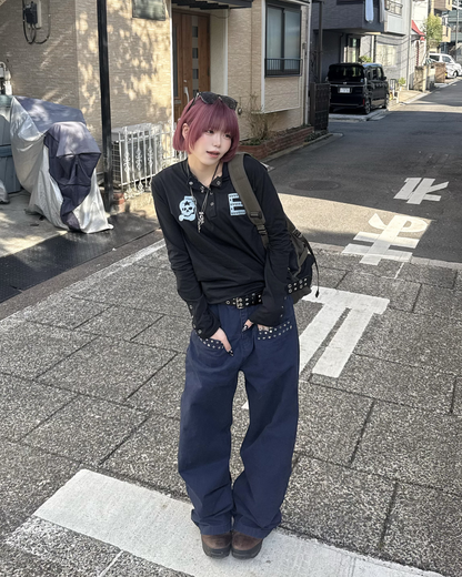 スタッズストレートパンツ KM7044