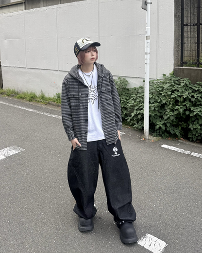 フードチェックシャツ KM7046