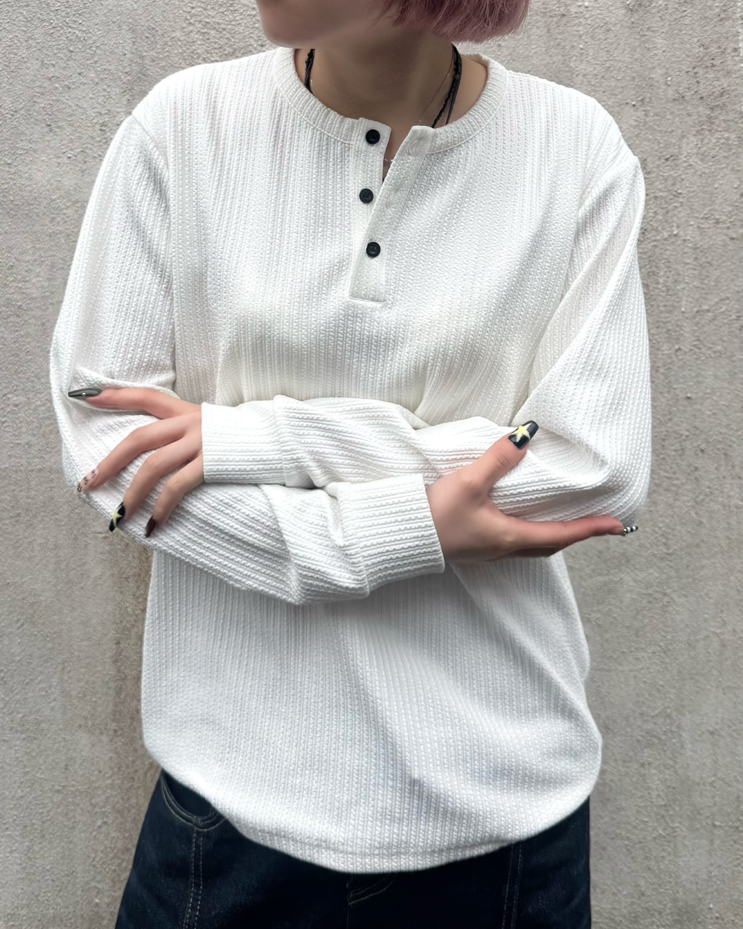 カジュアルヘンリーネックTシャツ KM7059