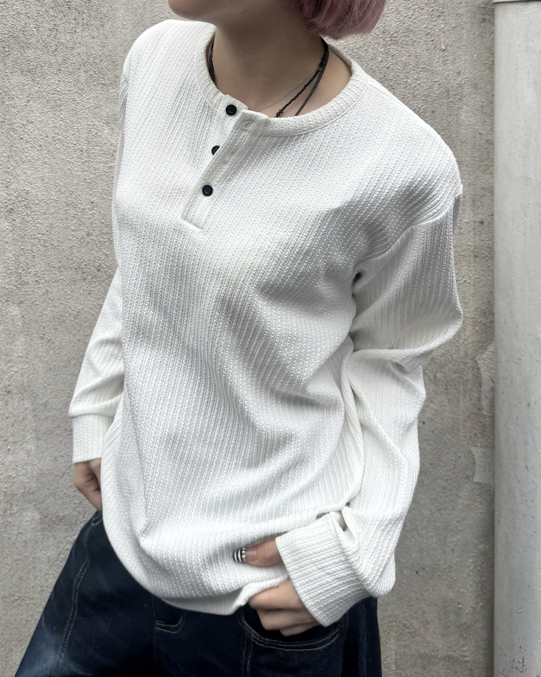 カジュアルヘンリーネックTシャツ KM7059