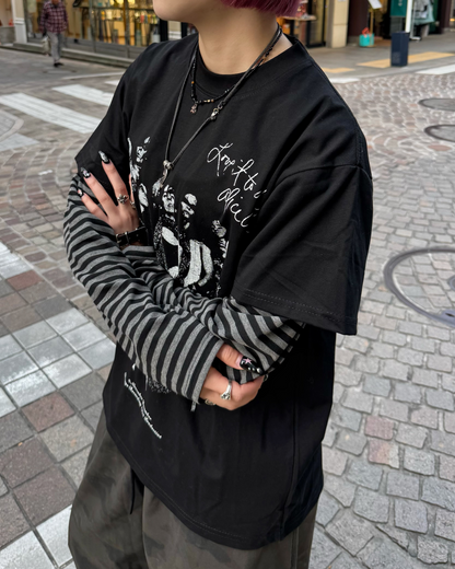 レイヤードボーダーTシャツ KM7066