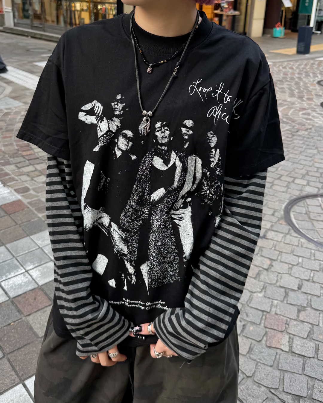 レイヤードボーダーTシャツ KM7066