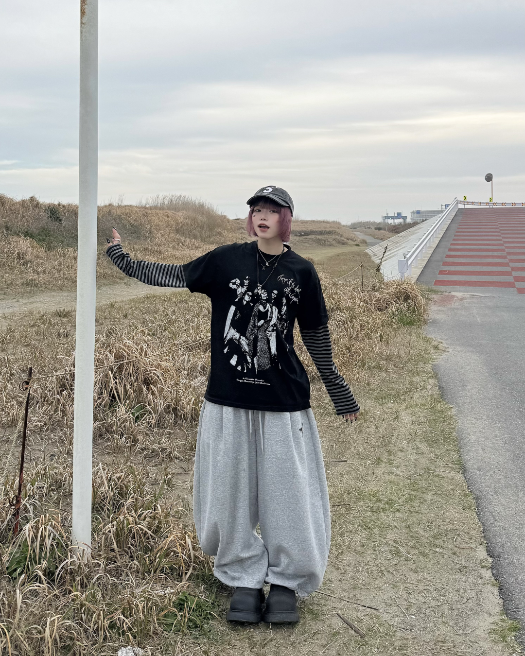 レイヤードボーダーTシャツ KM7066