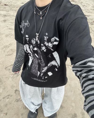 レイヤードボーダーTシャツ KM7066