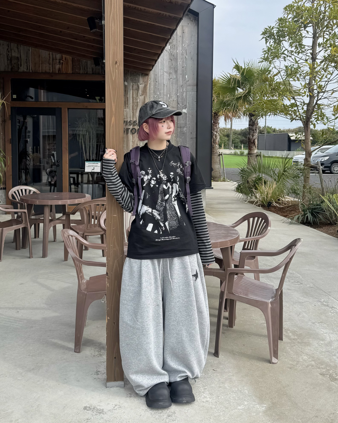レイヤードボーダーTシャツ KM7066