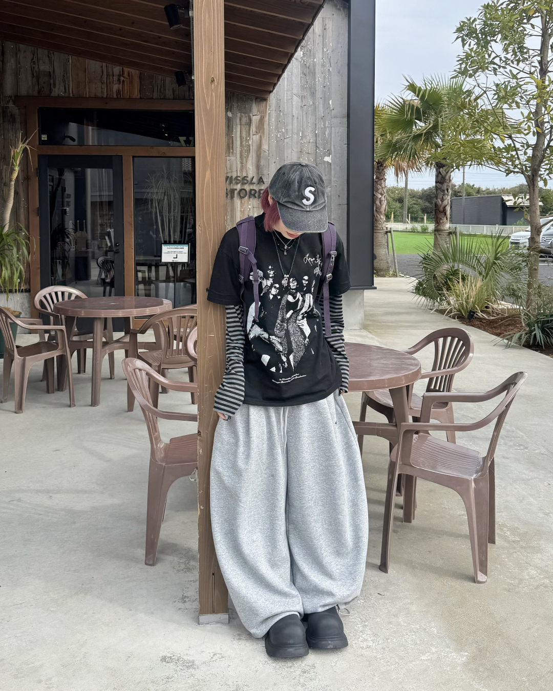 レイヤードボーダーTシャツ KM7066