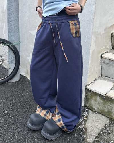 チェックスウェットパンツ KM7084