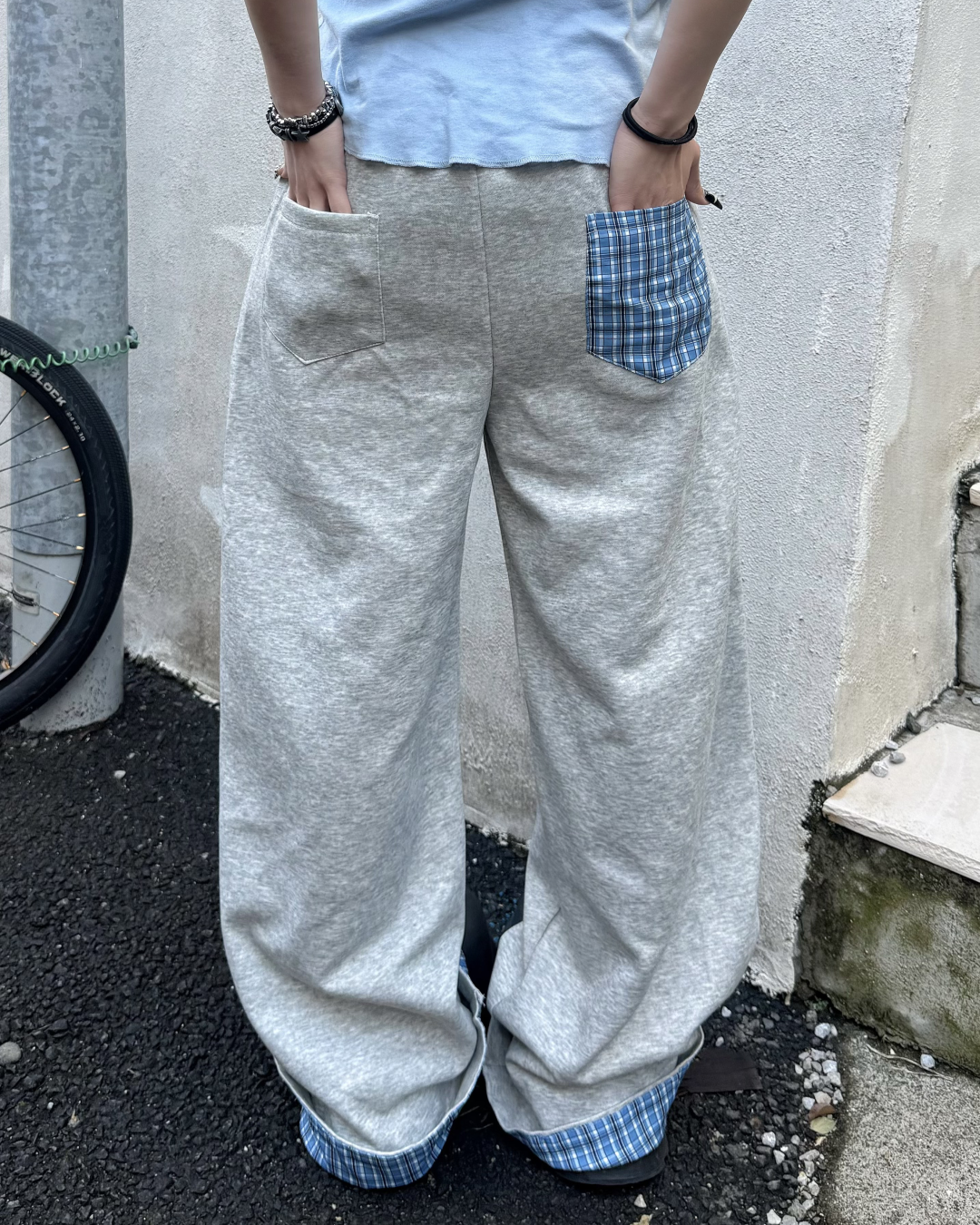 チェックスウェットパンツ KM7084