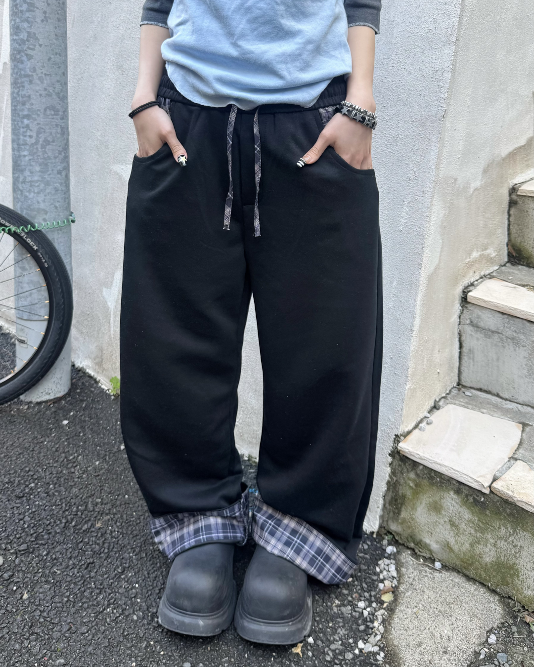 チェックスウェットパンツ KM7084