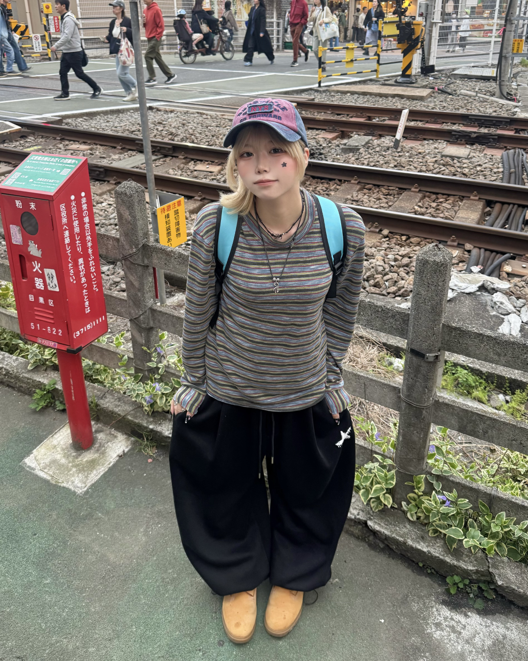 ヘンリーネックボーダーロングTシャツ KM7059
