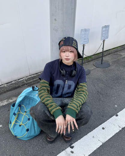 ダブルストライプロングTシャツ KM7093