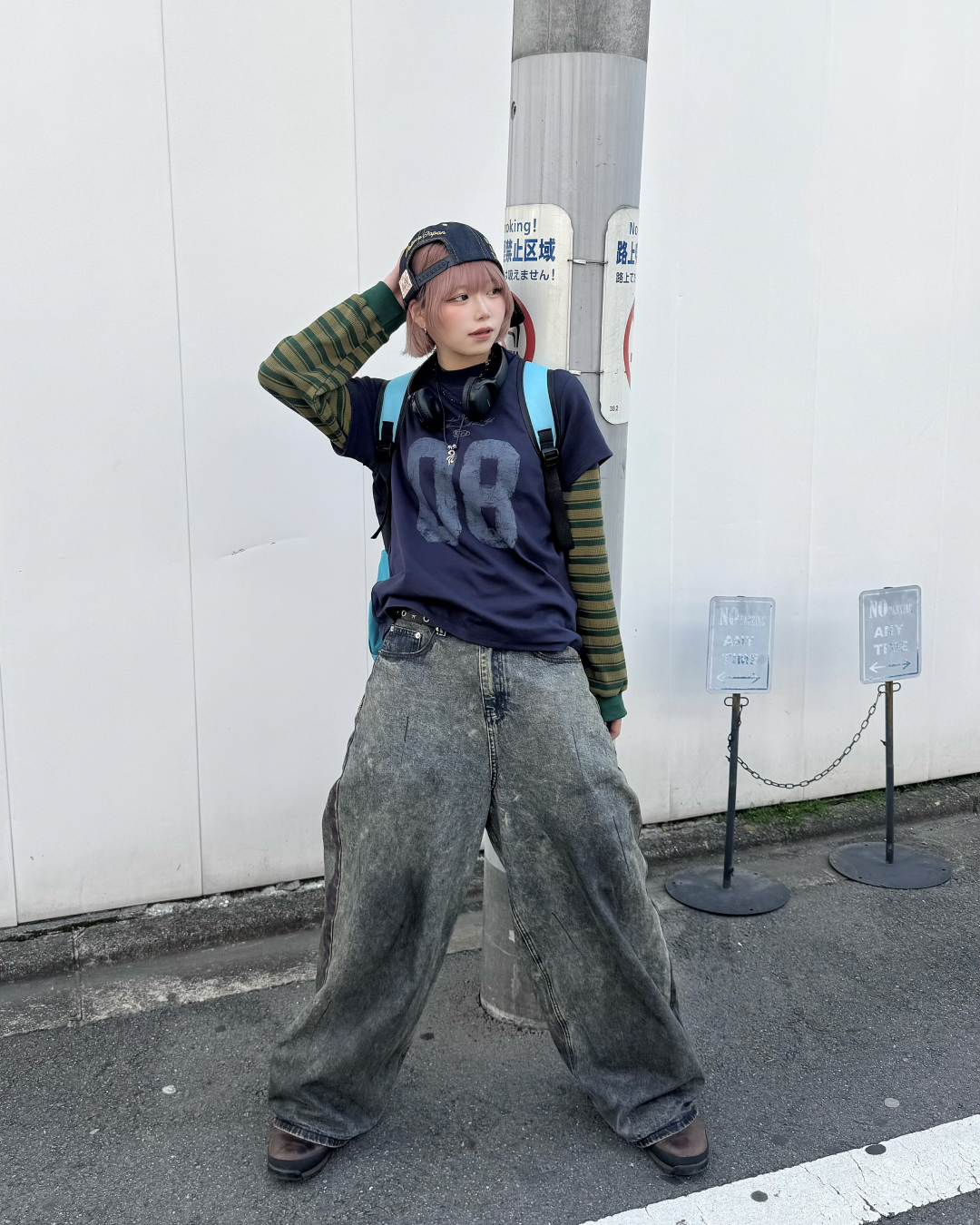 ダブルストライプロングTシャツ KM7093