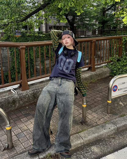 ダブルストライプロングTシャツ KM7093