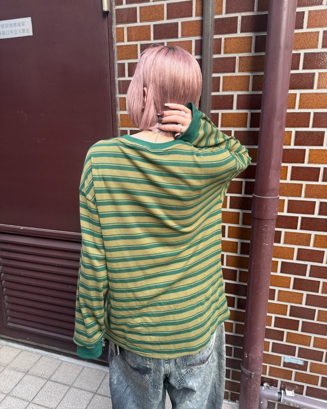 ダブルストライプロングTシャツ KM7093