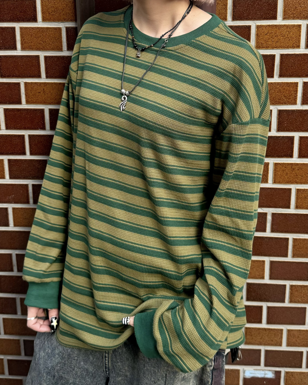 ダブルストライプロングTシャツ KM7093