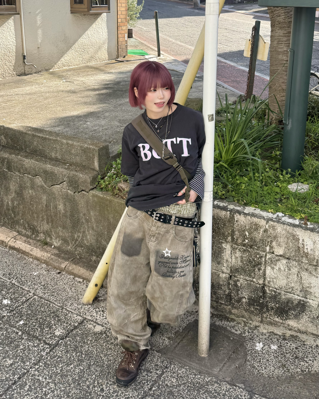 ダメージ加工プリントデニム KM7102