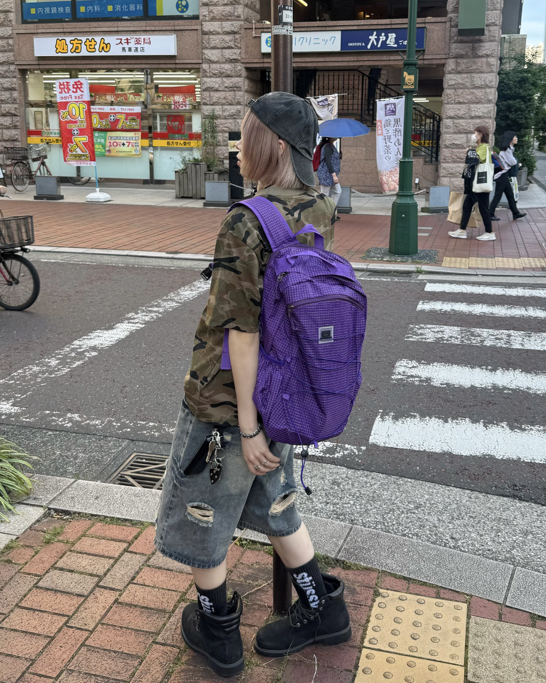 カラーシングルチェックリュック KM7125