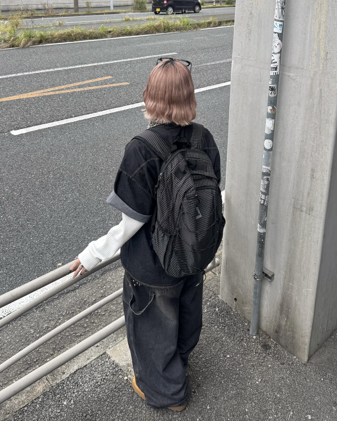 カラーシングルチェックリュック KM7125