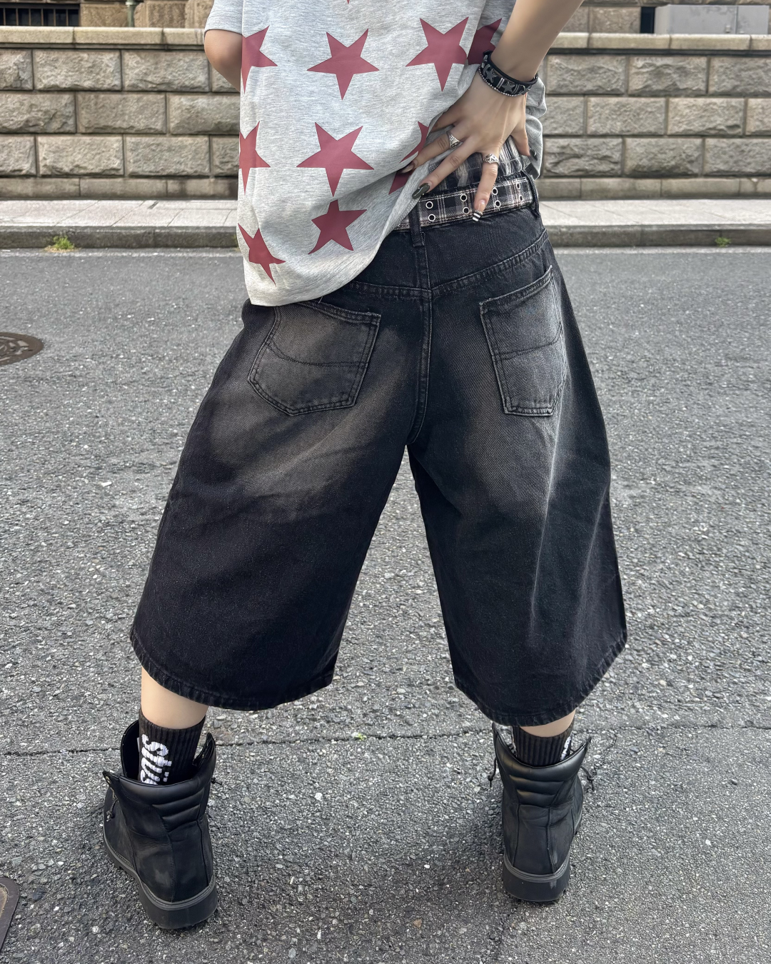 ウォッシュハーフデニムパンツ KM7153